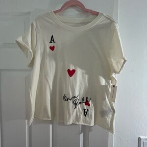 MAEVE ANTHROPOLOGIE ON A ROLL TEE ACE OF HEARTS ❤️ NWT